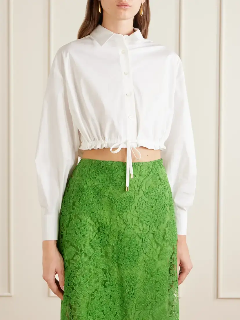 Carolina Herrera Cropped Cotton-blend Blouse | Thumbnail 3