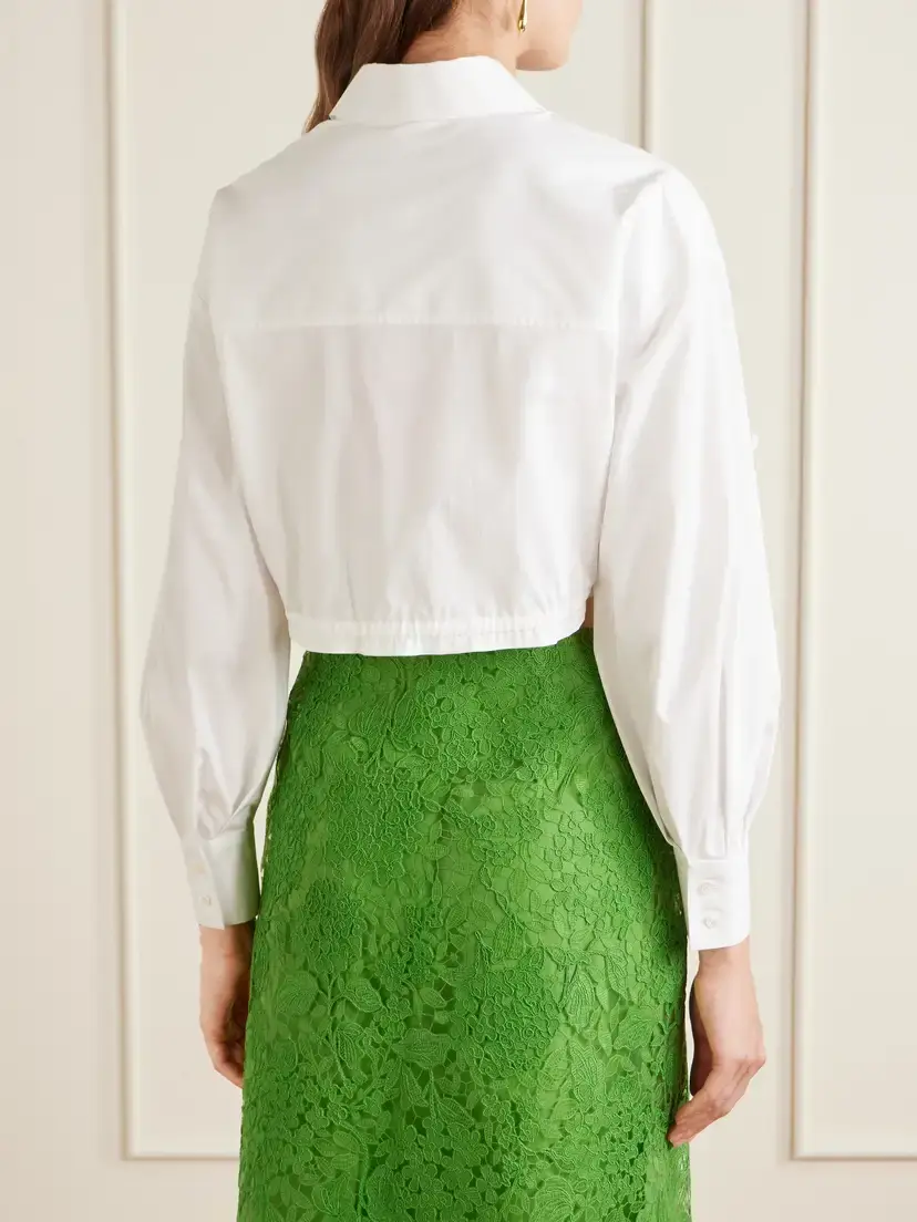 Carolina Herrera Cropped Cotton-blend Blouse | Thumbnail 4