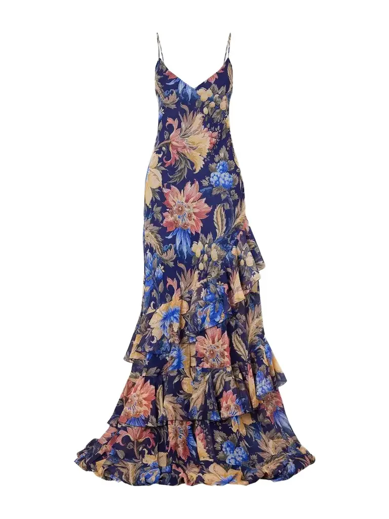 Etro Floral-print Ruffled Crepon Maxi Dress | Image 1 Etro Floral-print Ruffled Crepon Maxi Dress | Image 1
