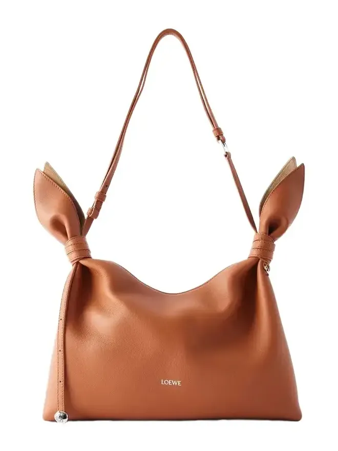 Scarf Medium Knot-detailed Leather Shoulder Bag Scarf Medium Knot-detailed Leather Shoulder Bag
