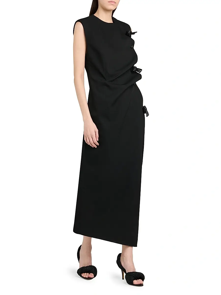 Bottega Veneta Women's Buttoned Sleeveless Shift Midi Dress | Thumbnail 4 Bottega Veneta Women's Buttoned Sleeveless Shift Midi Dress | Thumbnail 4