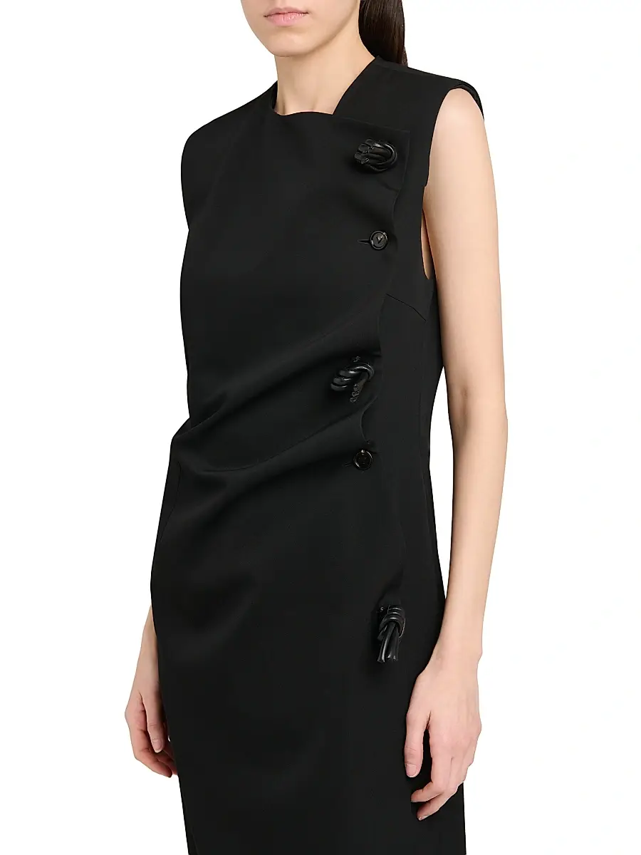 Bottega Veneta Women's Buttoned Sleeveless Shift Midi Dress | Thumbnail 6 Bottega Veneta Women's Buttoned Sleeveless Shift Midi Dress | Thumbnail 6