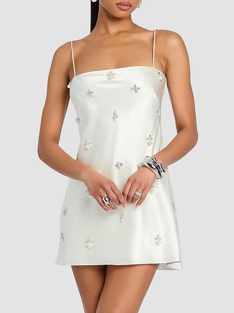 Retrofête Women's Dotty Embellished Satin Mini Dress | Thumbnail 3 Retrofête Women's Dotty Embellished Satin Mini Dress | Thumbnail 3