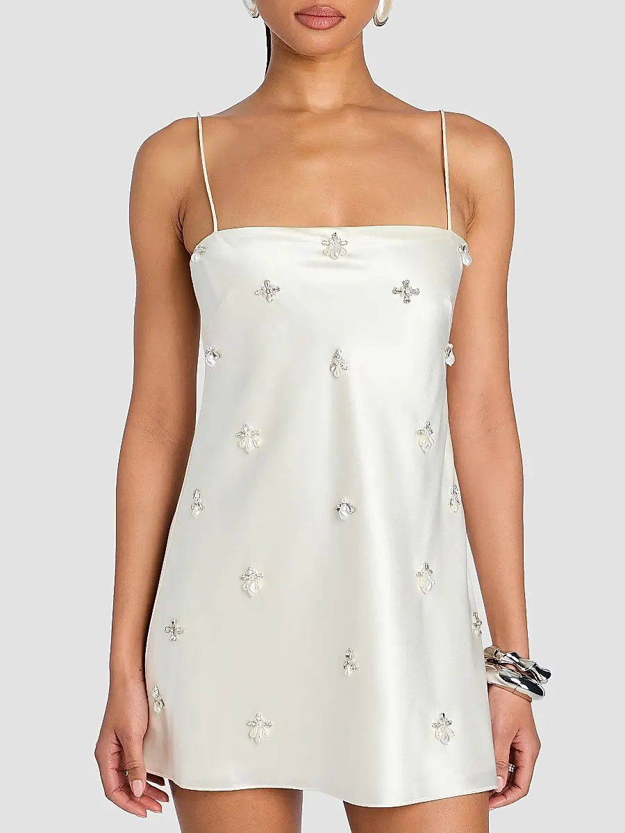 Retrofête Women's Dotty Embellished Satin Mini Dress | Thumbnail 5 Retrofête Women's Dotty Embellished Satin Mini Dress | Thumbnail 5