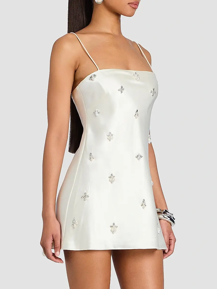 Retrofête Women's Dotty Embellished Satin Mini Dress | Thumbnail 7 Retrofête Women's Dotty Embellished Satin Mini Dress | Thumbnail 7