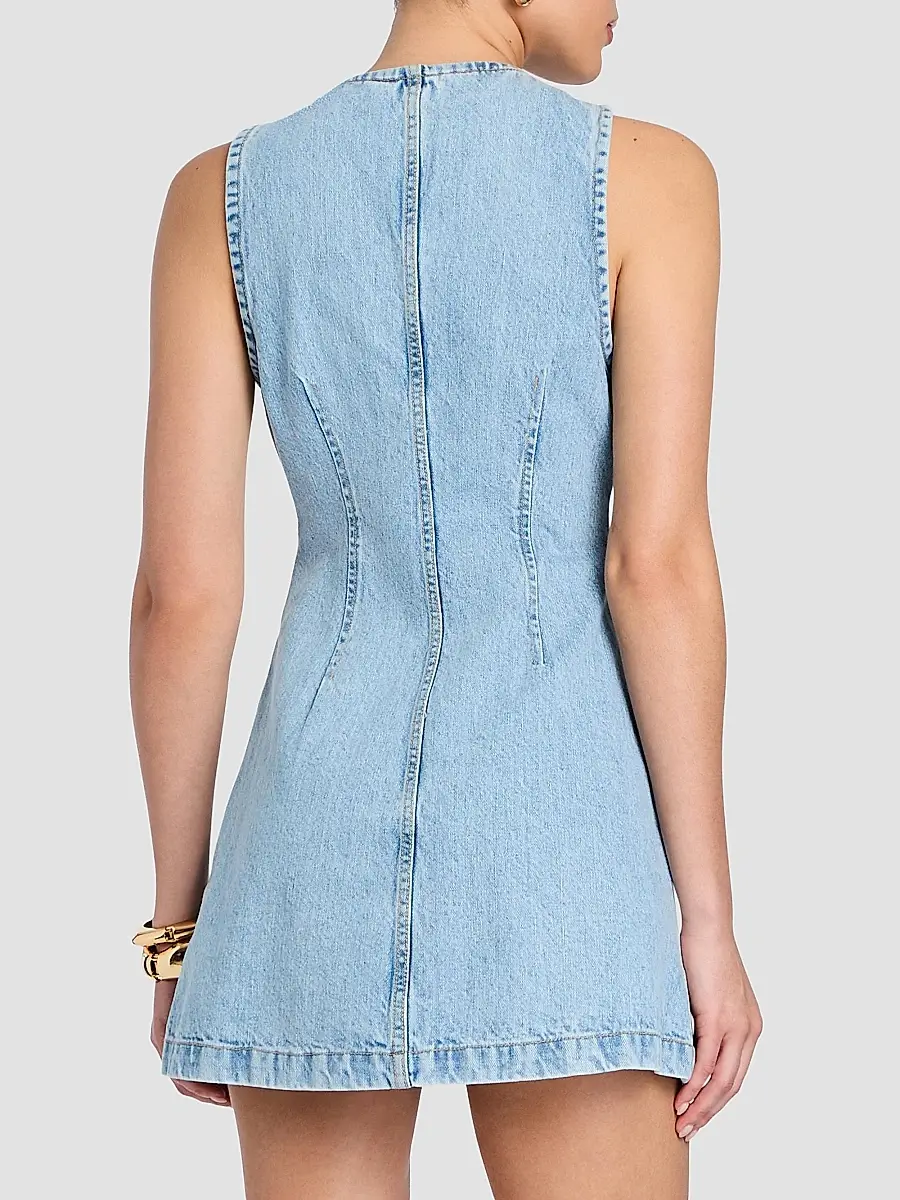 Retrofête Women's Hanna Double-Breasted Denim Mini Dress | Thumbnail 3 Retrofête Women's Hanna Double-Breasted Denim Mini Dress | Thumbnail 3