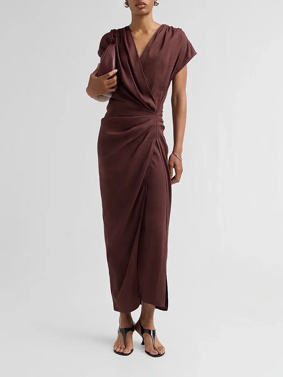 Proenza Schouler Women's Bettina Linen-Blend Draped Midi-Dress | Thumbnail 2 Proenza Schouler Women's Bettina Linen-Blend Draped Midi-Dress | Thumbnail 2