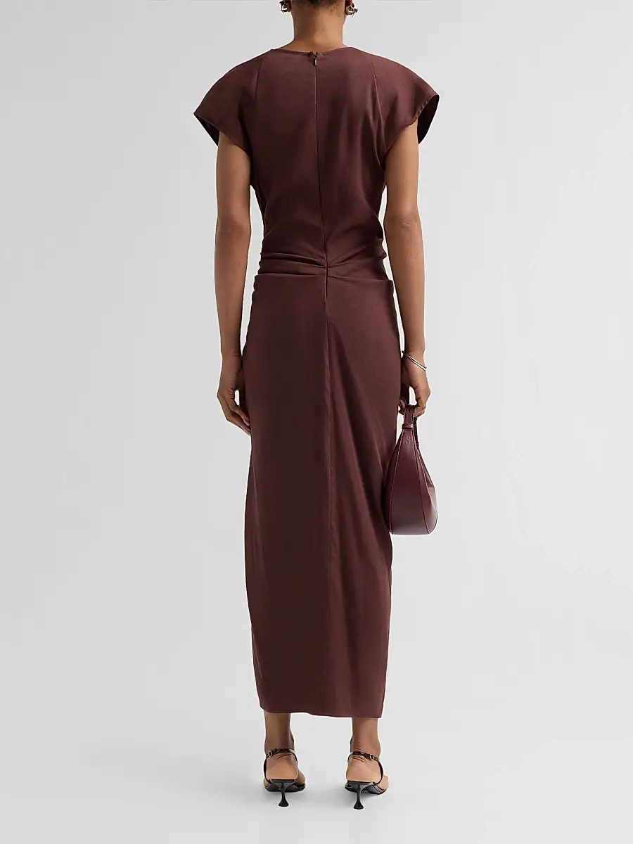 Proenza Schouler Women's Bettina Linen-Blend Draped Midi-Dress | Thumbnail 3 Proenza Schouler Women's Bettina Linen-Blend Draped Midi-Dress | Thumbnail 3