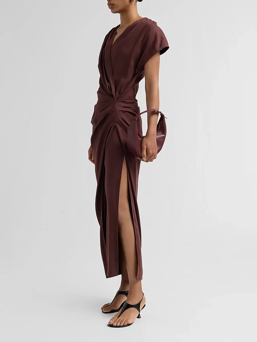 Proenza Schouler Women's Bettina Linen-Blend Draped Midi-Dress | Thumbnail 4 Proenza Schouler Women's Bettina Linen-Blend Draped Midi-Dress | Thumbnail 4
