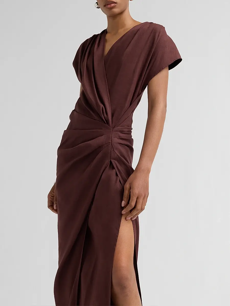 Proenza Schouler Women's Bettina Linen-Blend Draped Midi-Dress | Thumbnail 5 Proenza Schouler Women's Bettina Linen-Blend Draped Midi-Dress | Thumbnail 5