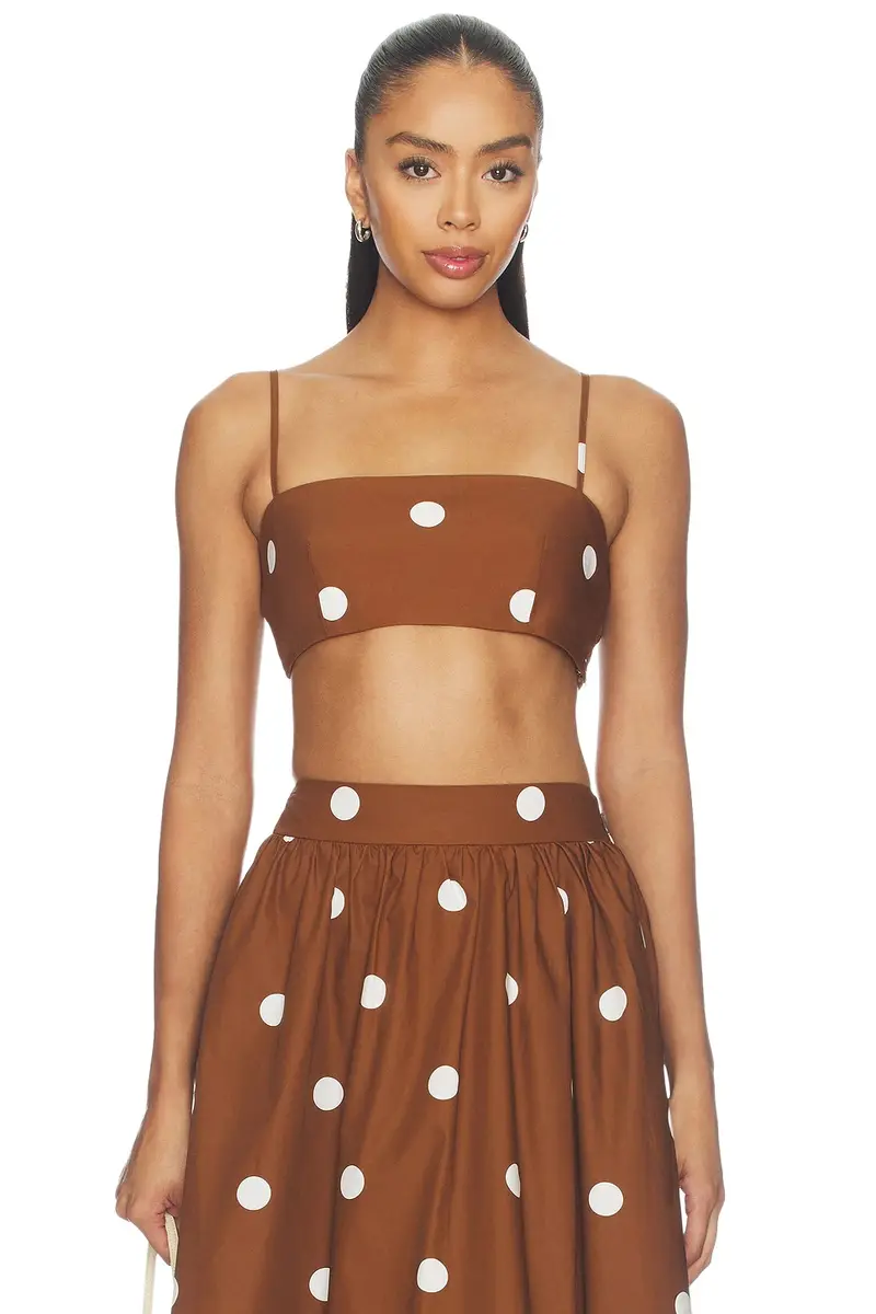 Polka Poplin Crop String Top