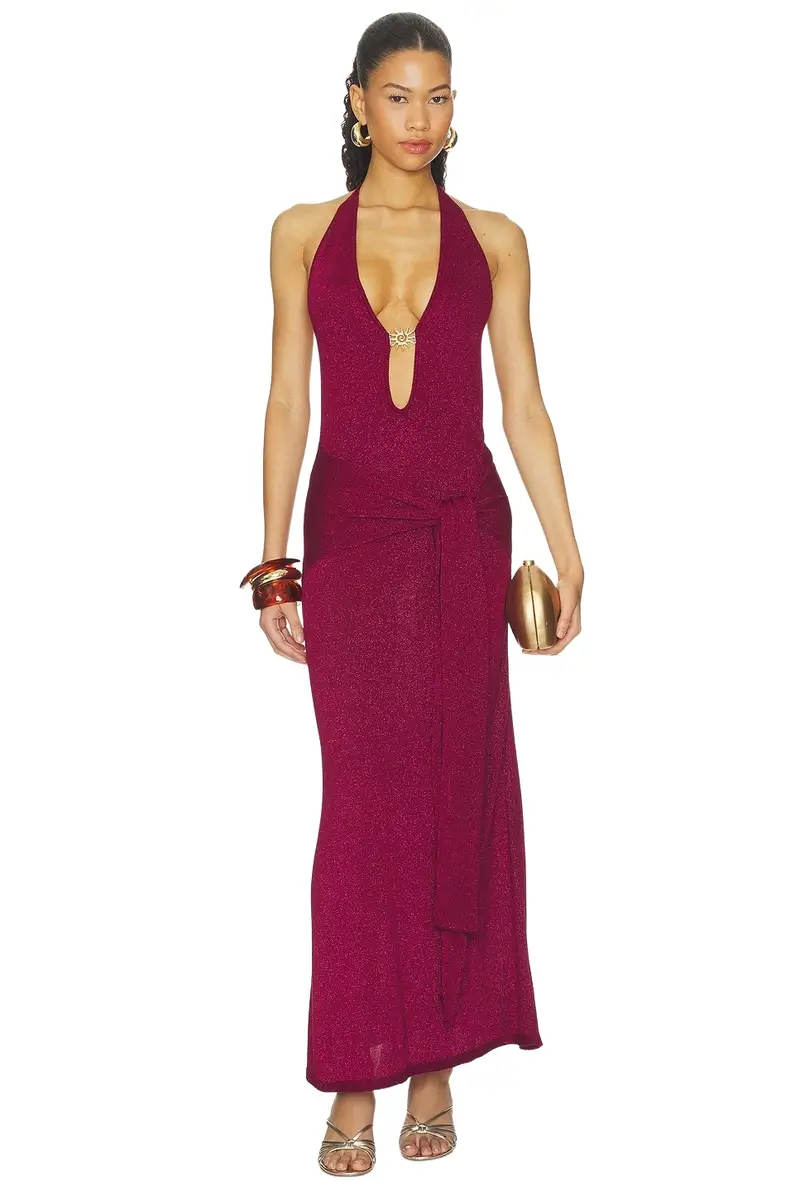 Ayella Deep-v Knit Maxi Dress Ayella Deep-v Knit Maxi Dress