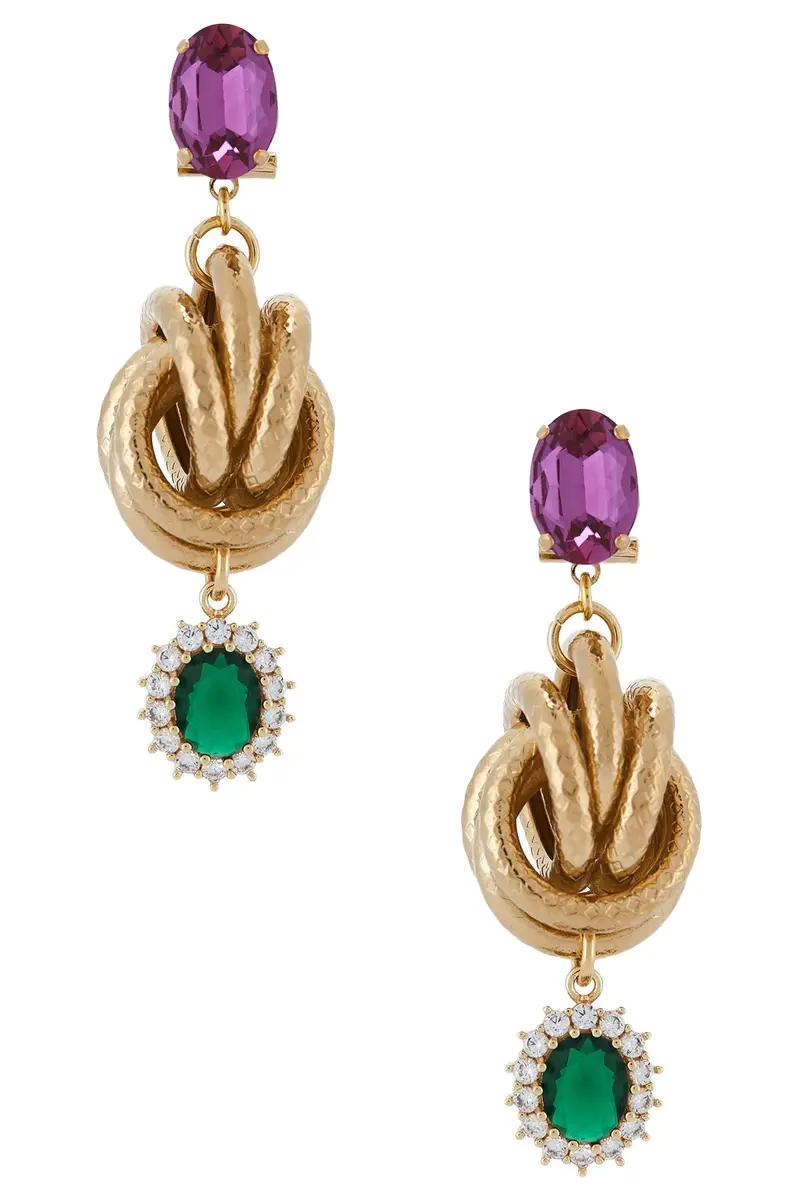 Omega Clasp Knot & Charm Pendant Earrings Omega Clasp Knot & Charm Pendant Earrings