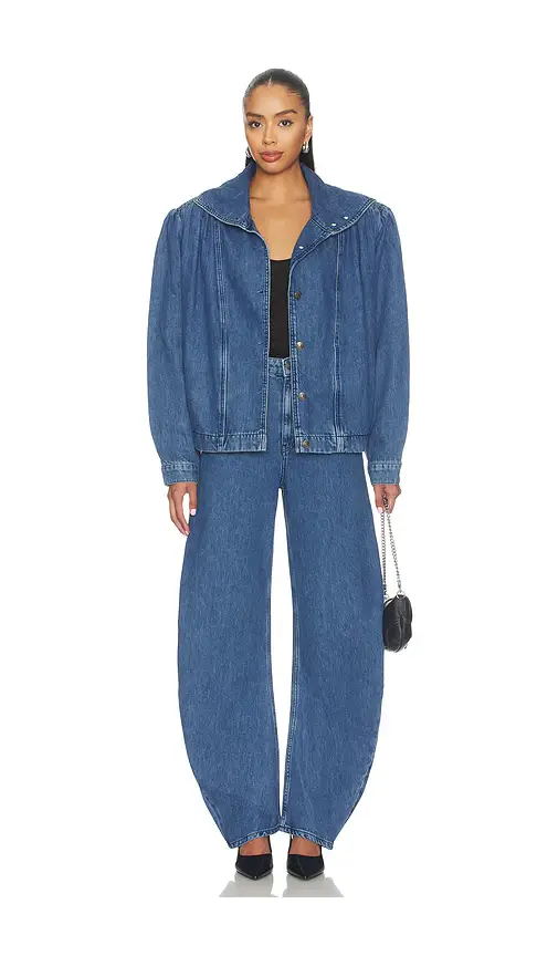 ROTATE Draped Barrel Leg Jeans | Thumbnail 5