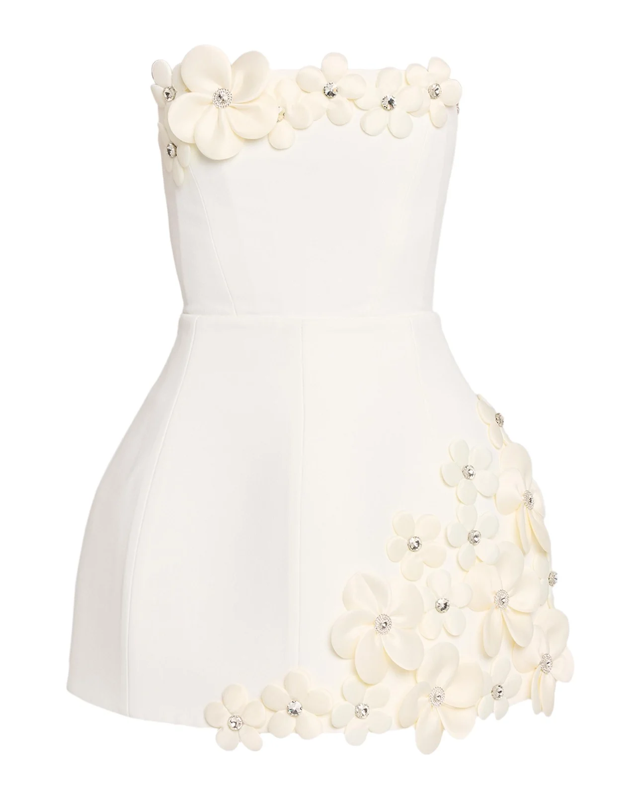 Estelle Strapless Floral Applique Mini Dress Estelle Strapless Floral Applique Mini Dress