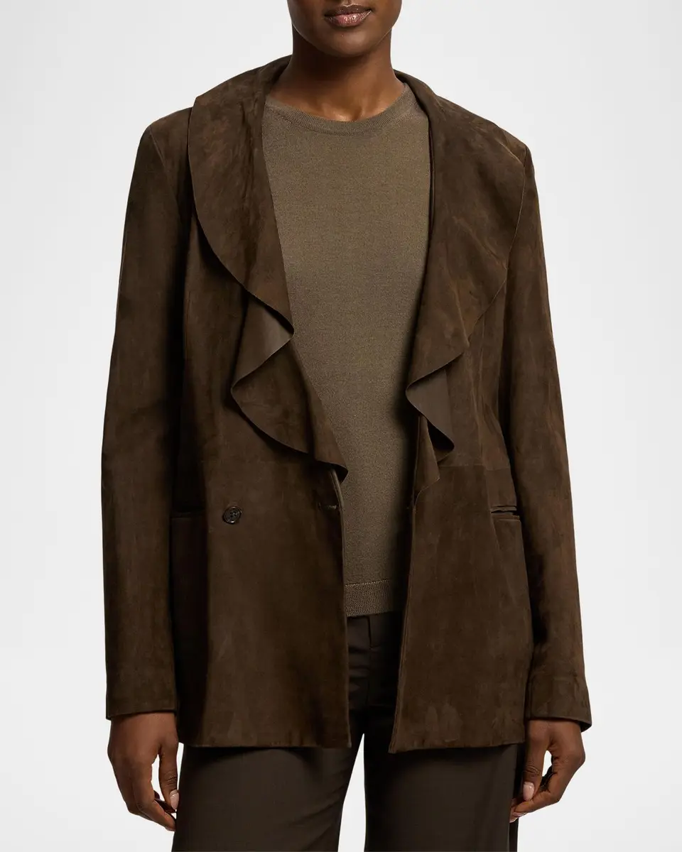 Ralph Lauren Collection Heddie Ruffle-Trim Lamb-Suede Jacket | Thumbnail 4 Ralph Lauren Collection Heddie Ruffle-Trim Lamb-Suede Jacket | Thumbnail 4