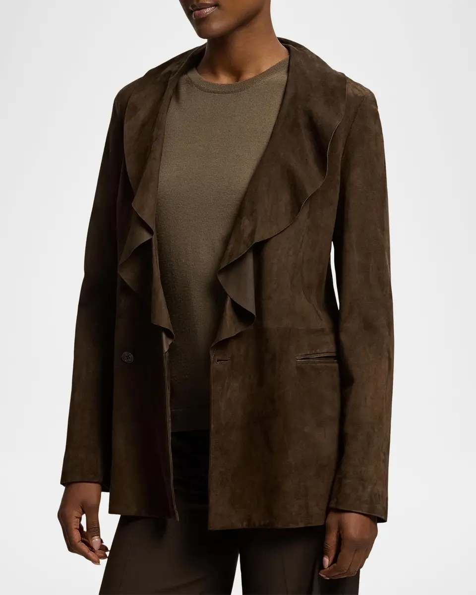 Ralph Lauren Collection Heddie Ruffle-Trim Lamb-Suede Jacket | Thumbnail 6 Ralph Lauren Collection Heddie Ruffle-Trim Lamb-Suede Jacket | Thumbnail 6