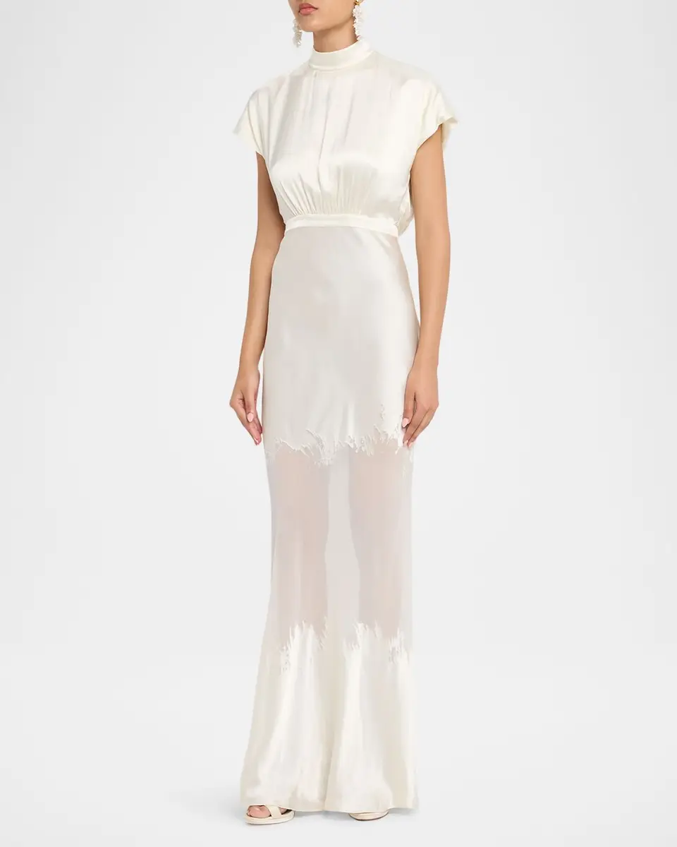 Saloni Fabienne Silk Long Dress | Thumbnail 4