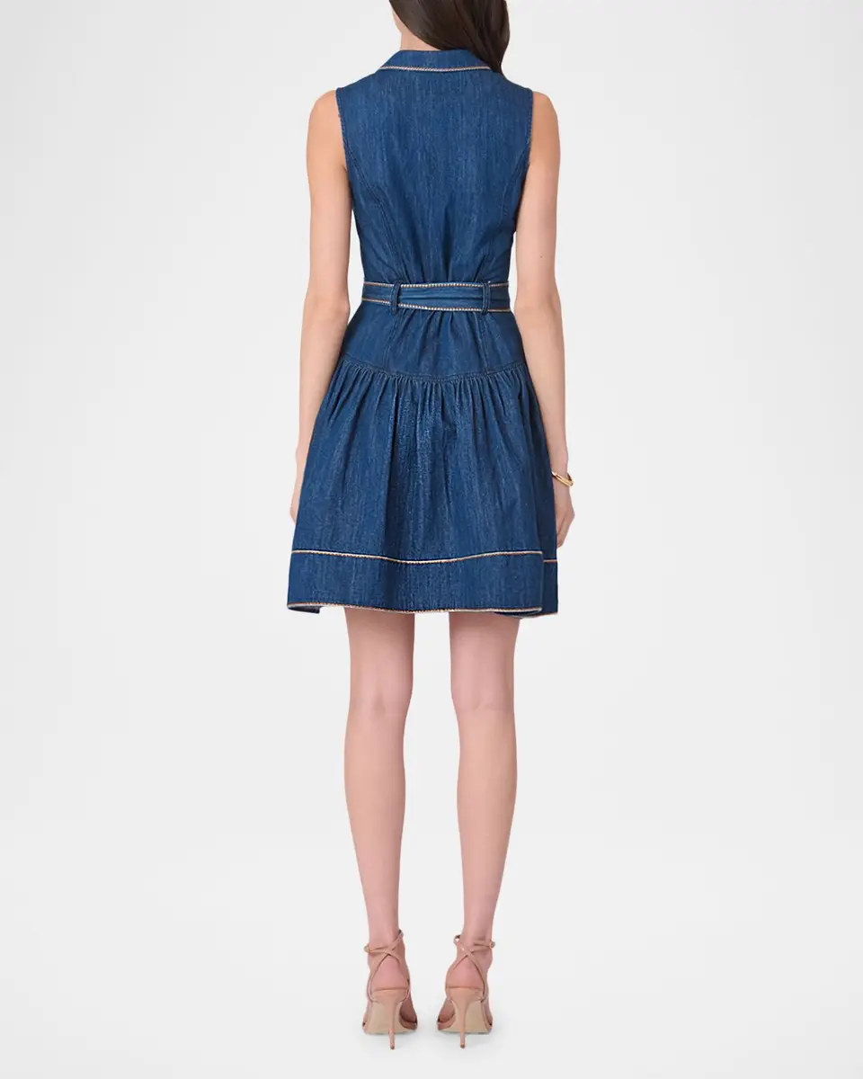 Shoshanna Mae Sleeveless Flounce Cotton Denim Mini Dress | Thumbnail 2 Shoshanna Mae Sleeveless Flounce Cotton Denim Mini Dress | Thumbnail 2