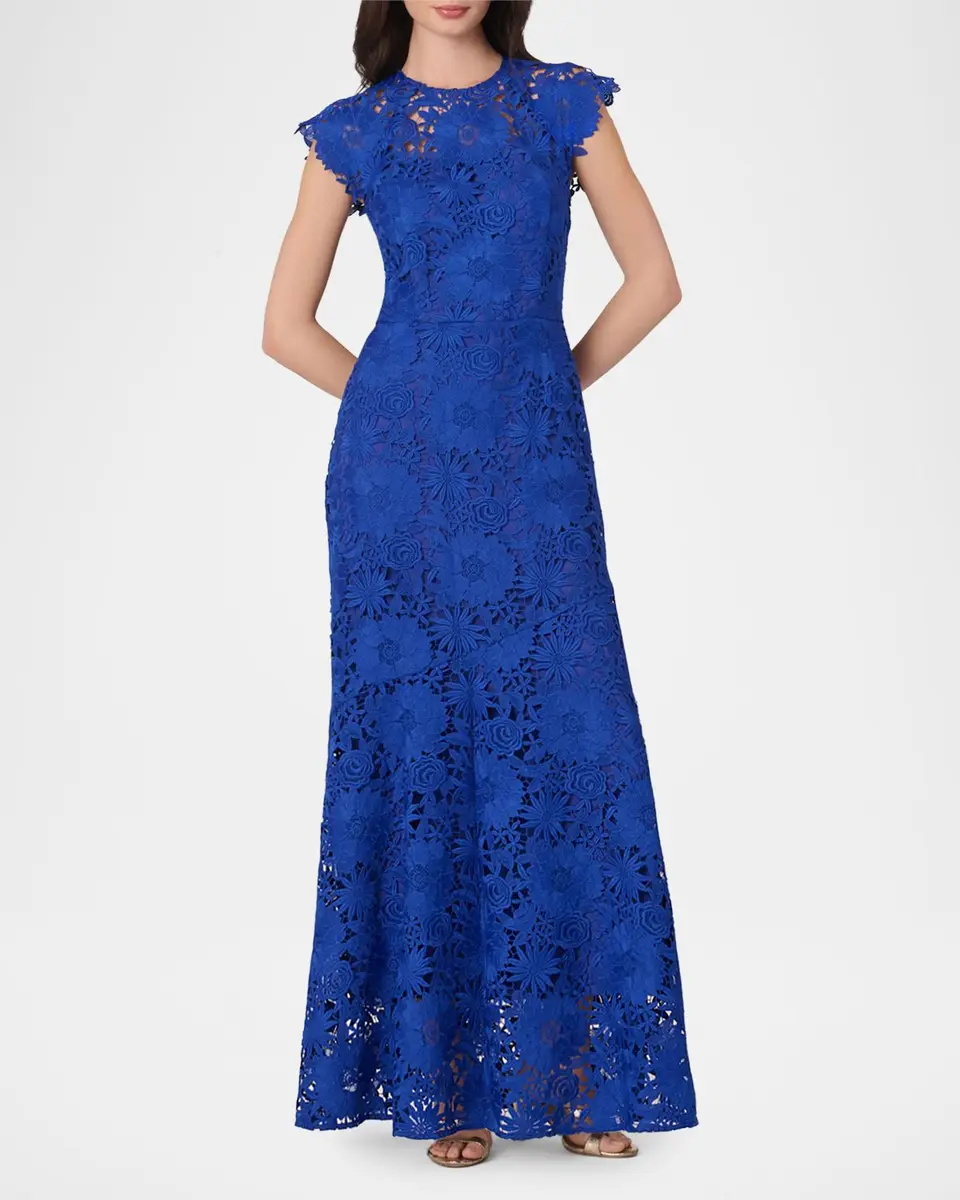 Shoshanna Raven Cap-Sleeve Floral Lace Gown | Thumbnail 2 Shoshanna Raven Cap-Sleeve Floral Lace Gown | Thumbnail 2