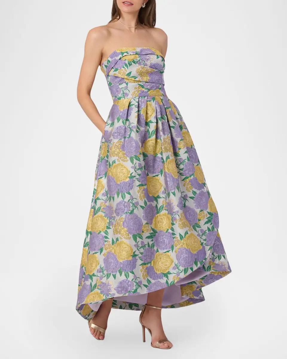 Shoshanna Carlisle High-Low Floral Jacquard Gown | Thumbnail 2 Shoshanna Carlisle High-Low Floral Jacquard Gown | Thumbnail 2