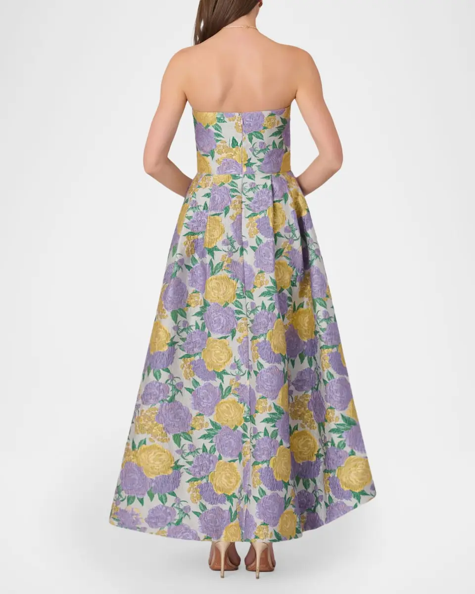 Shoshanna Carlisle High-Low Floral Jacquard Gown | Thumbnail 3 Shoshanna Carlisle High-Low Floral Jacquard Gown | Thumbnail 3