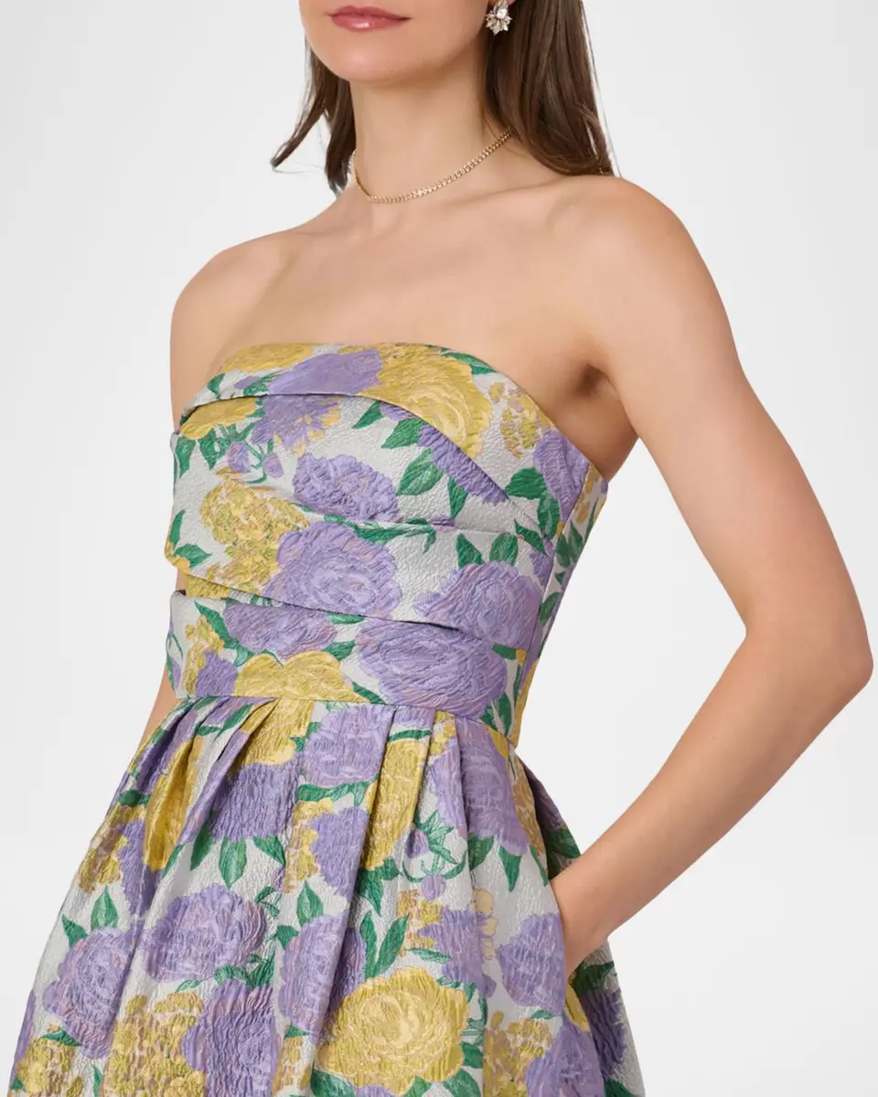 Shoshanna Carlisle High-Low Floral Jacquard Gown | Thumbnail 4 Shoshanna Carlisle High-Low Floral Jacquard Gown | Thumbnail 4
