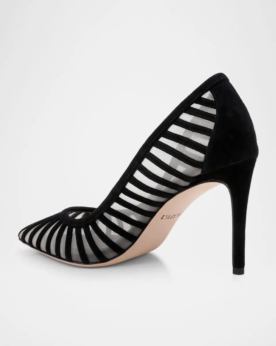 L'Agence 85mm Lenox Mesh and Suede Pumps | Thumbnail 3