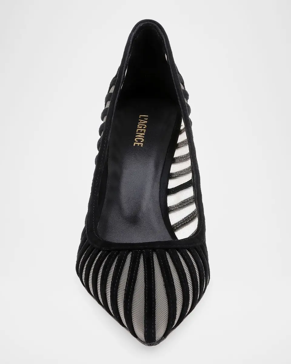 L'Agence 85mm Lenox Mesh and Suede Pumps | Thumbnail 4