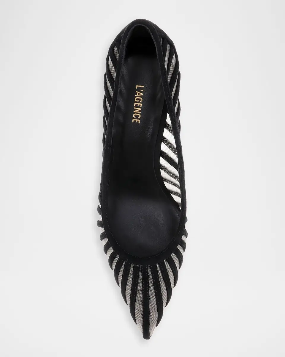 L'Agence 85mm Lenox Mesh and Suede Pumps | Thumbnail 5