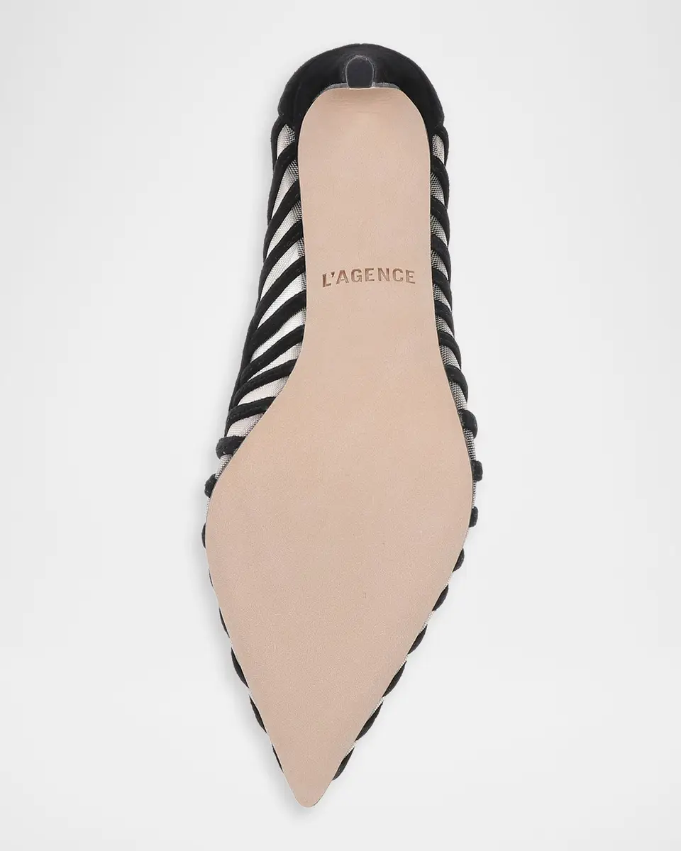 L'Agence 85mm Lenox Mesh and Suede Pumps | Thumbnail 6