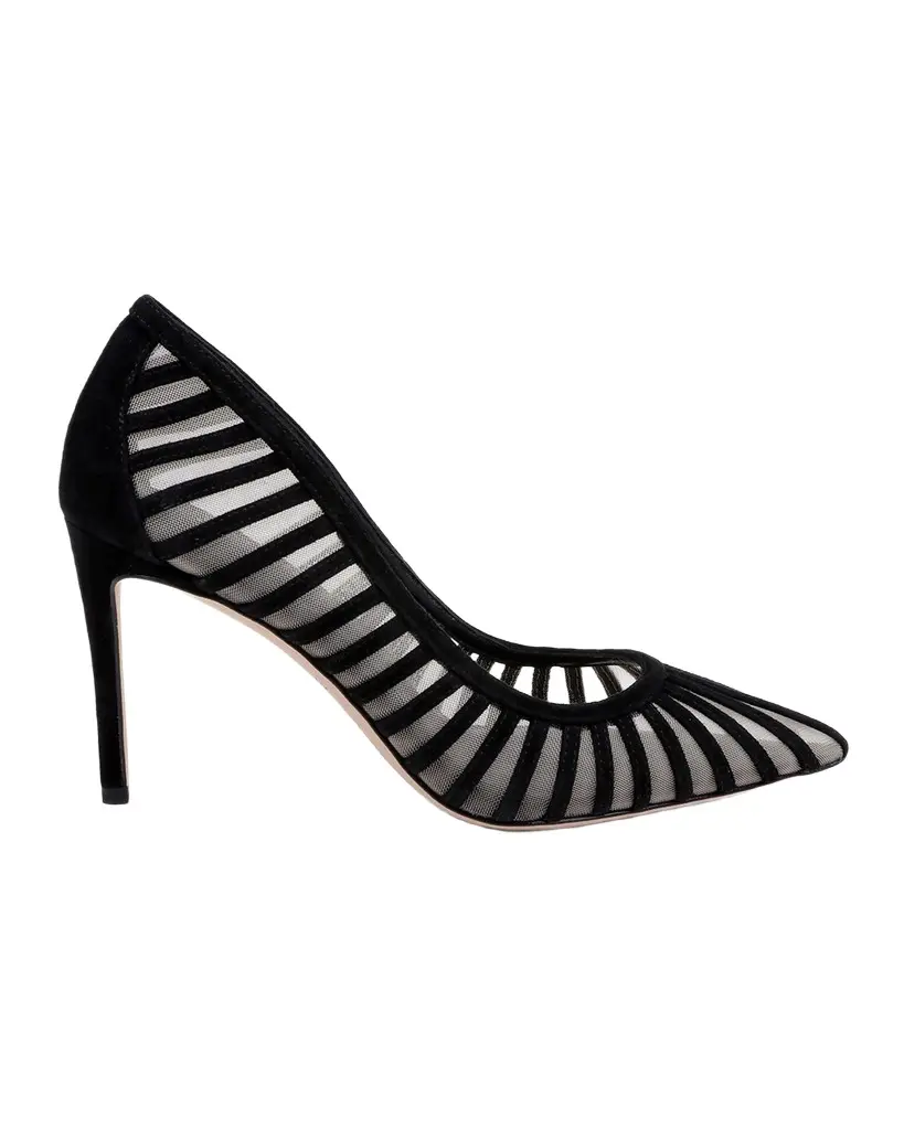 L'AGENCE 85mm Lenox Mesh and Suede Pumps | Image 1 L'AGENCE 85mm Lenox Mesh and Suede Pumps | Image 1