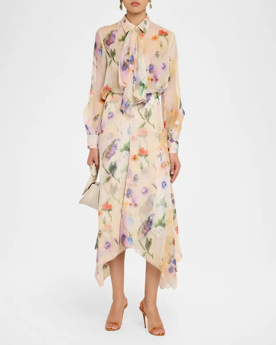PRABAL GURUNG Floral-Print Collared Blouse with Tie Detail | Thumbnail 2 PRABAL GURUNG Floral-Print Collared Blouse with Tie Detail | Thumbnail 2