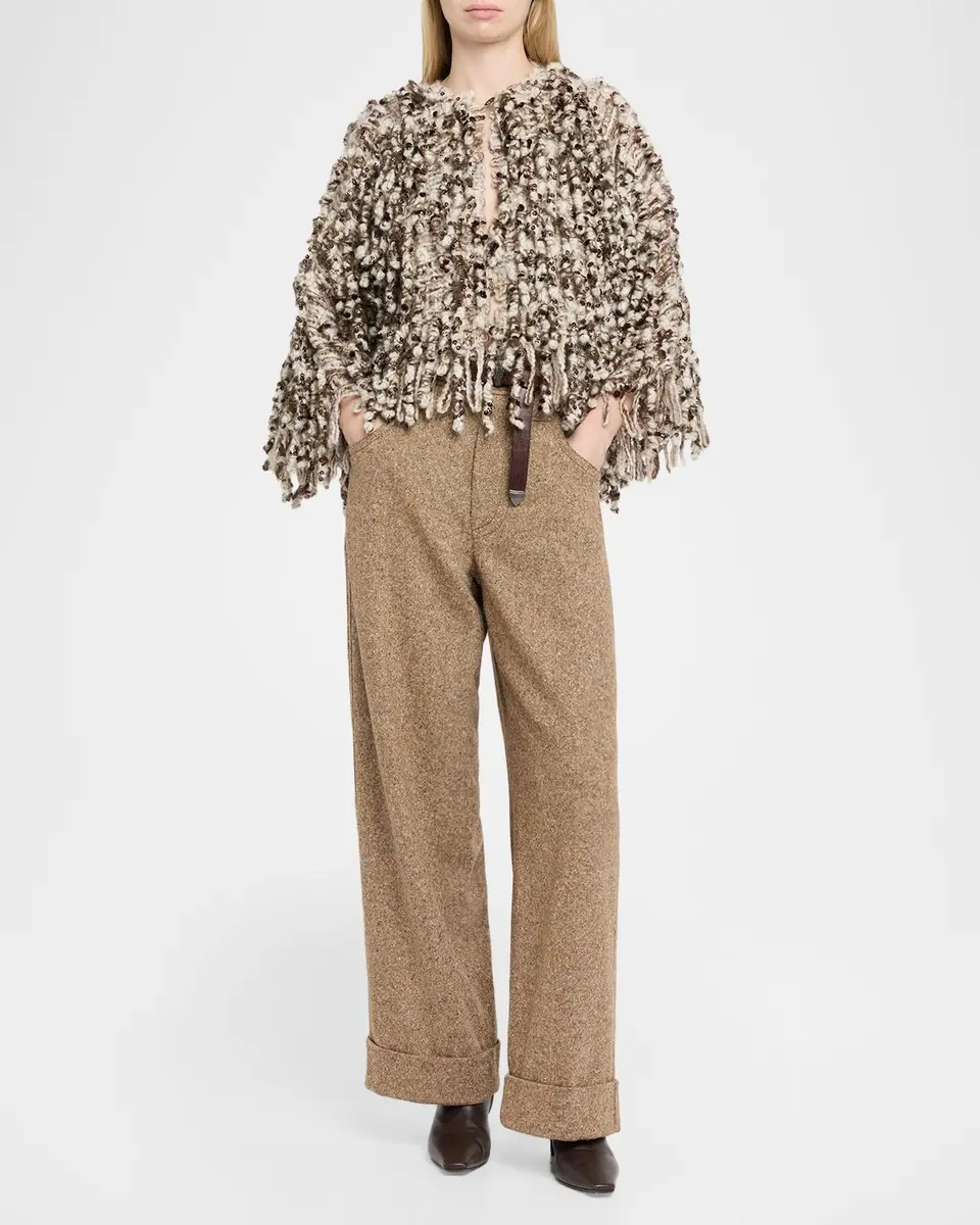Brunello Cucinelli Embellished Curly Mohair Cape | Thumbnail 2 Brunello Cucinelli Embellished Curly Mohair Cape | Thumbnail 2