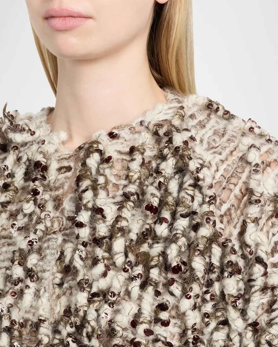 Brunello Cucinelli Embellished Curly Mohair Cape | Thumbnail 5 Brunello Cucinelli Embellished Curly Mohair Cape | Thumbnail 5