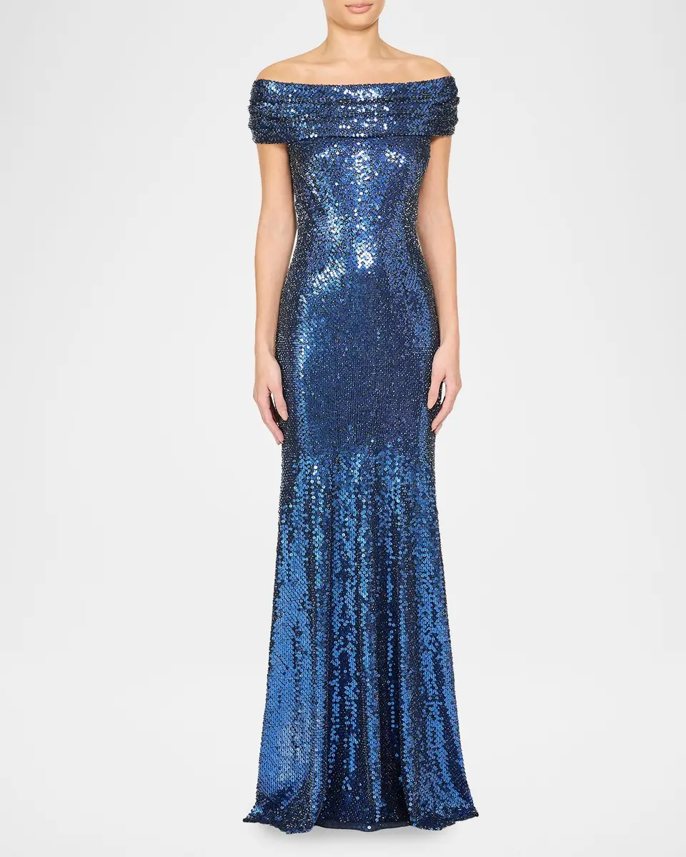 Jenny Packham Echo Off-Shoulder Sequined Gown | Thumbnail 2 Jenny Packham Echo Off-Shoulder Sequined Gown | Thumbnail 2