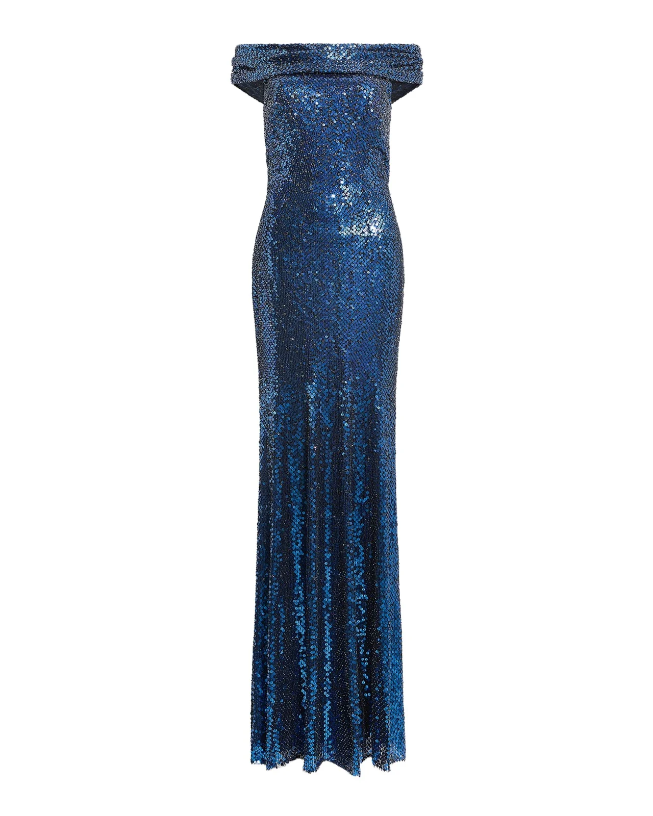Echo Off-Shoulder Sequined Gown