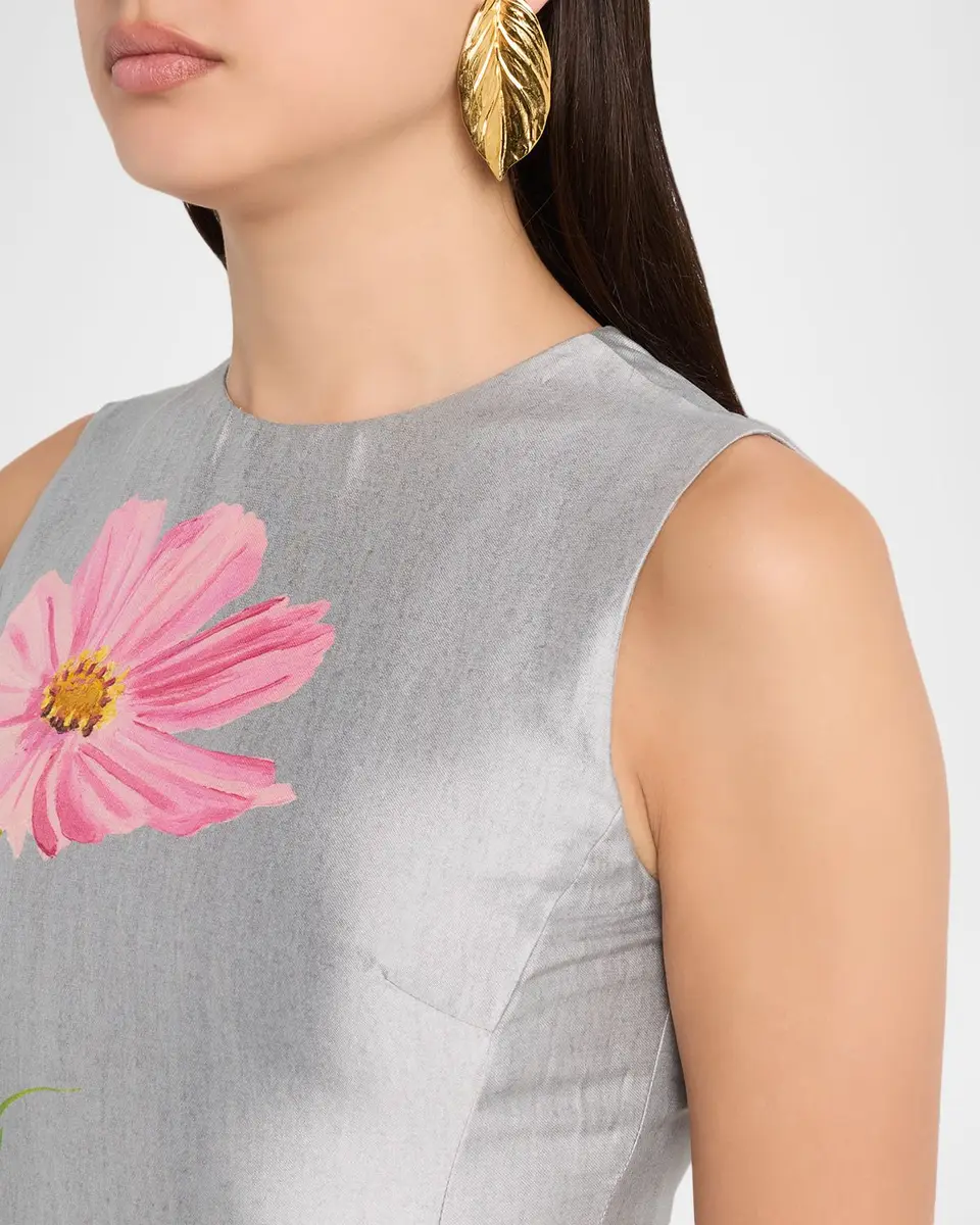 Oscar de la Renta Sleeveless Cosmos Mikado Silk Midi Day Dress | Thumbnail 5 Oscar de la Renta Sleeveless Cosmos Mikado Silk Midi Day Dress | Thumbnail 5