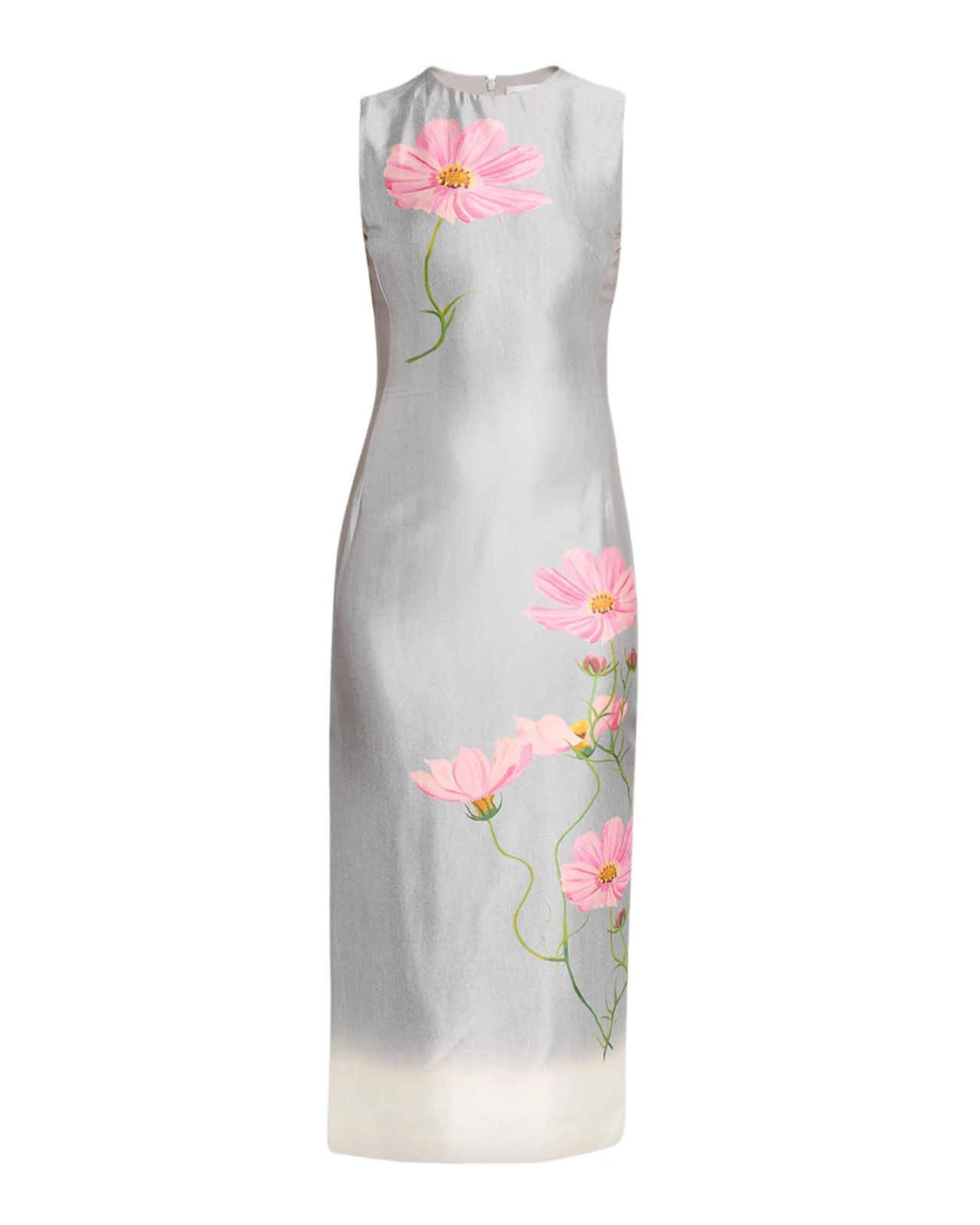 Sleeveless Cosmos Mikado Silk Midi Day Dress Sleeveless Cosmos Mikado Silk Midi Day Dress