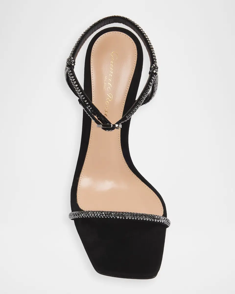 Gianvito Rossi 95mm Embellished Suede Ankle-Strap Sandals | Thumbnail 4 Gianvito Rossi 95mm Embellished Suede Ankle-Strap Sandals | Thumbnail 4