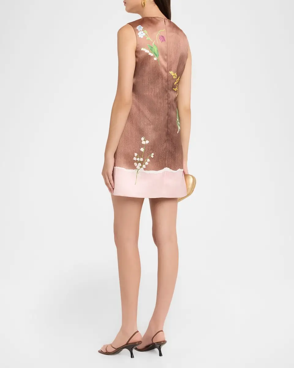 Oscar de la Renta Sleeveless Mixed Botanical Mini Shift Dress | Thumbnail 3 Oscar de la Renta Sleeveless Mixed Botanical Mini Shift Dress | Thumbnail 3