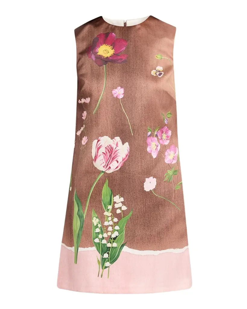 Oscar de la Renta Sleeveless Mixed Botanical Mini Shift Dress | Image 1 Oscar de la Renta Sleeveless Mixed Botanical Mini Shift Dress | Image 1