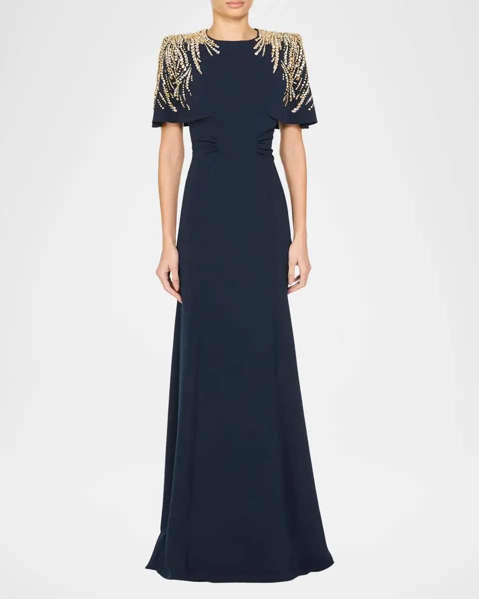 Jenny Packham Embellished Petal-Sleeve Trumpet Gown | Thumbnail 2 Jenny Packham Embellished Petal-Sleeve Trumpet Gown | Thumbnail 2