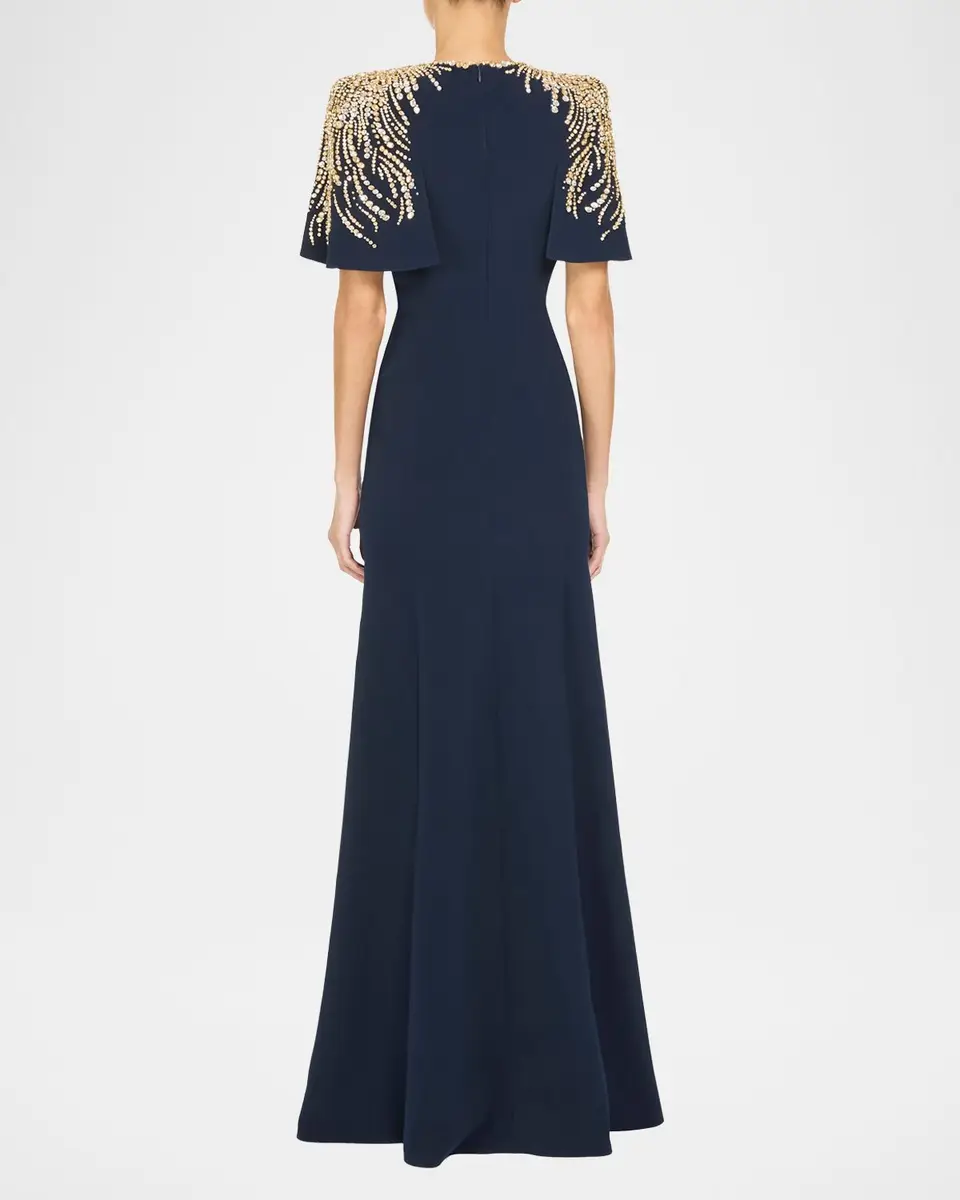 Jenny Packham Embellished Petal-Sleeve Trumpet Gown | Thumbnail 3 Jenny Packham Embellished Petal-Sleeve Trumpet Gown | Thumbnail 3