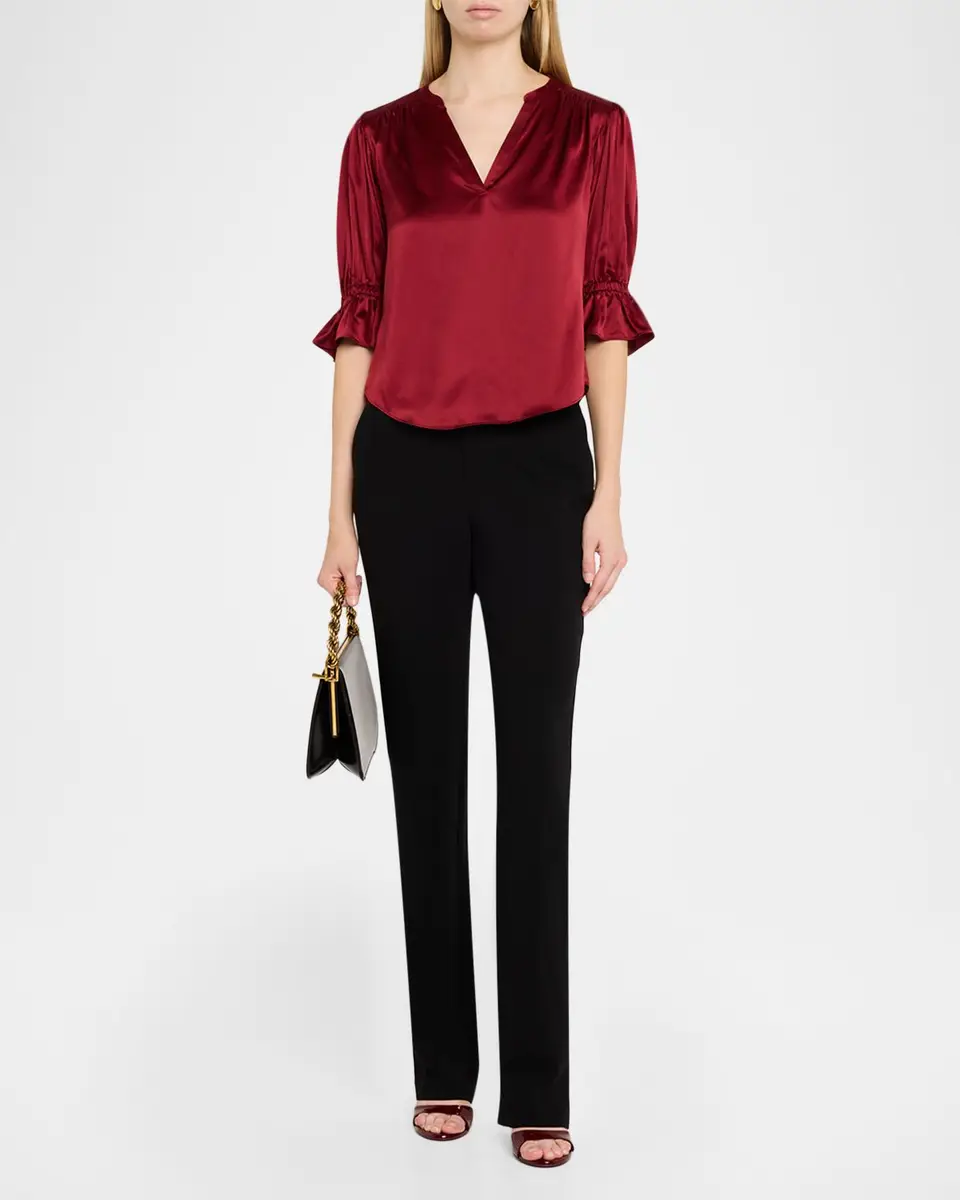 Cinq à Sept Fiona Silk Split-Neck Top | Thumbnail 2 Cinq à Sept Fiona Silk Split-Neck Top | Thumbnail 2