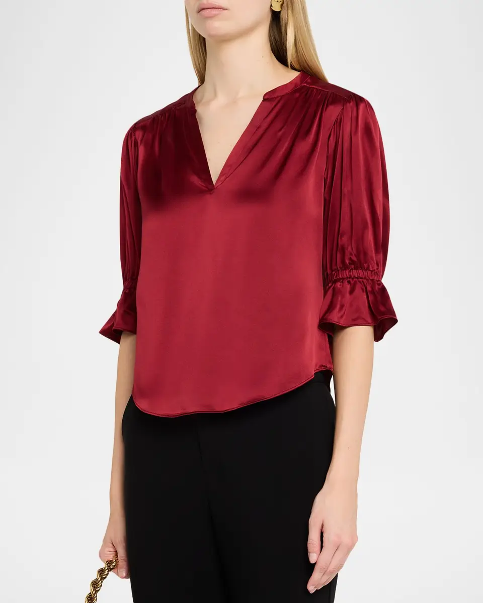 Cinq à Sept Fiona Silk Split-Neck Top | Thumbnail 4 Cinq à Sept Fiona Silk Split-Neck Top | Thumbnail 4