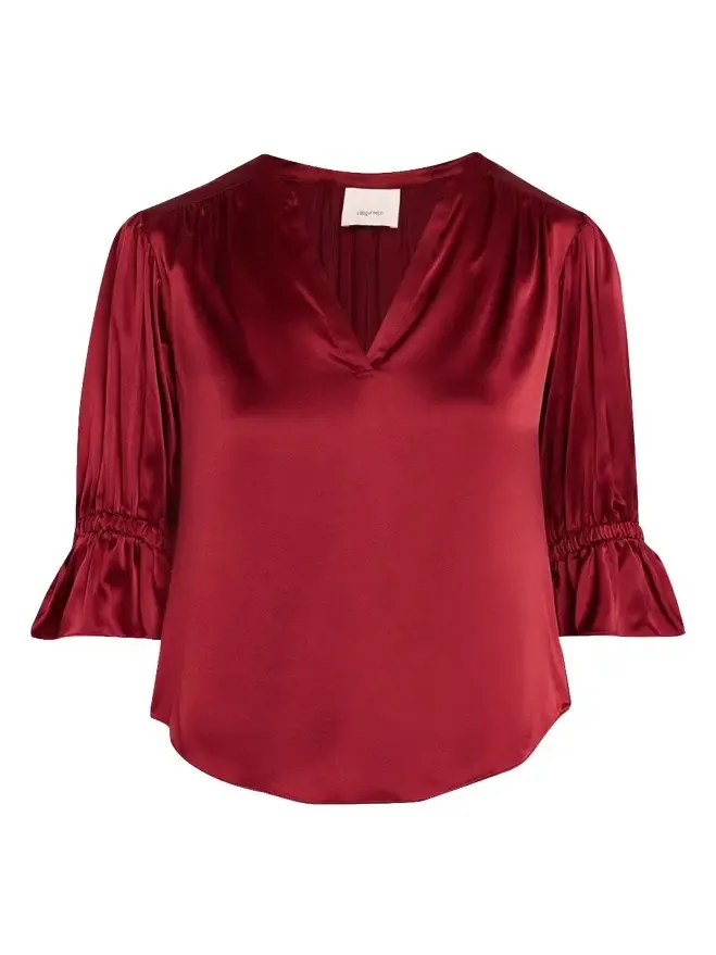 Cinq à Sept Fiona Silk Split-Neck Top