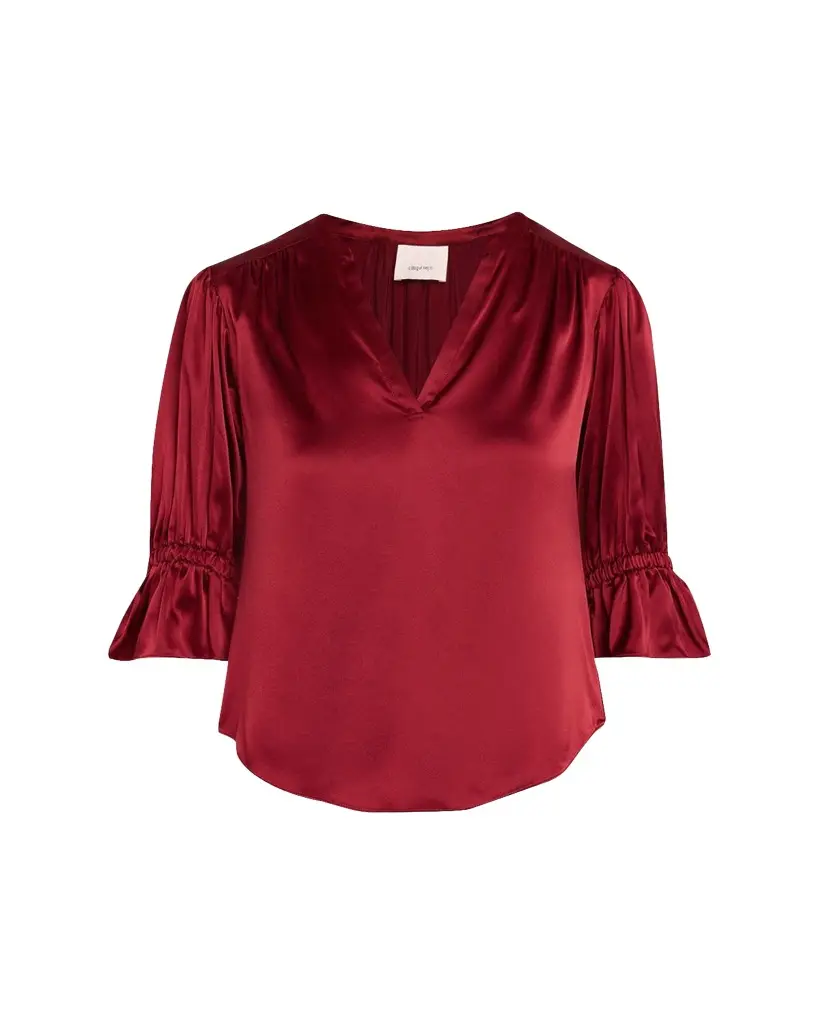Fiona Silk Split-Neck Top