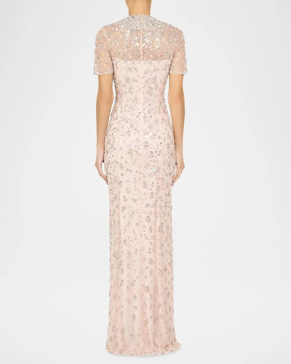 Jenny Packham Orchid Crystal Short-Sleeve Column Gown | Thumbnail 3 Jenny Packham Orchid Crystal Short-Sleeve Column Gown | Thumbnail 3