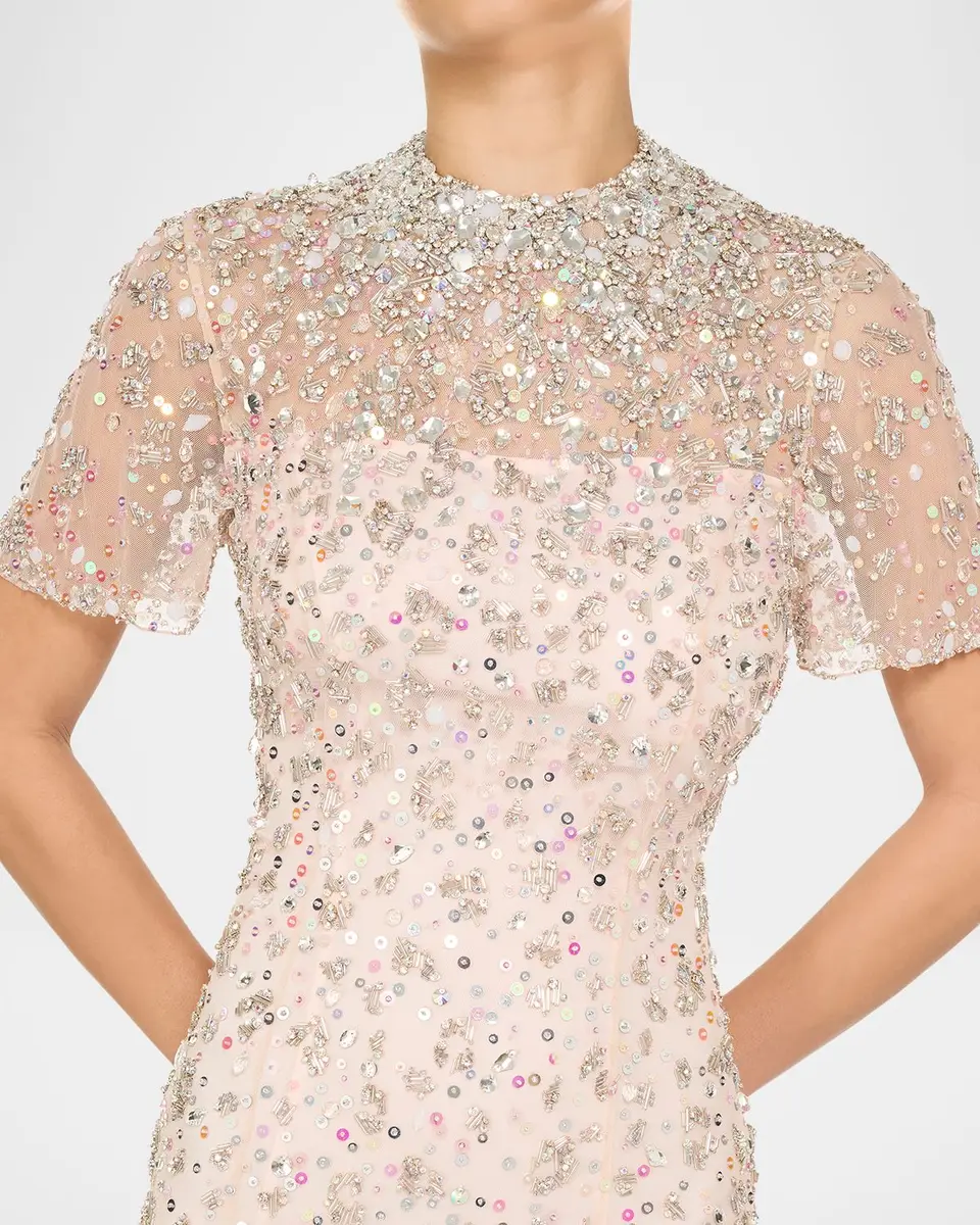 Jenny Packham Orchid Crystal Short-Sleeve Column Gown | Thumbnail 4 Jenny Packham Orchid Crystal Short-Sleeve Column Gown | Thumbnail 4